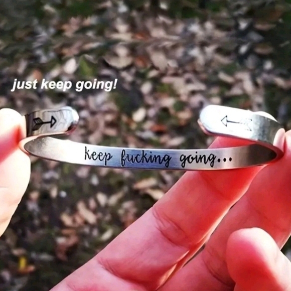 Inspirational Silver Cuff Bracelet - Picture 4 of 6